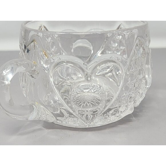 Vintage Glass Punch Bowl Miss Matched Cups With Intricate Patterns 3 Clear Glass - Picture 4 of 16